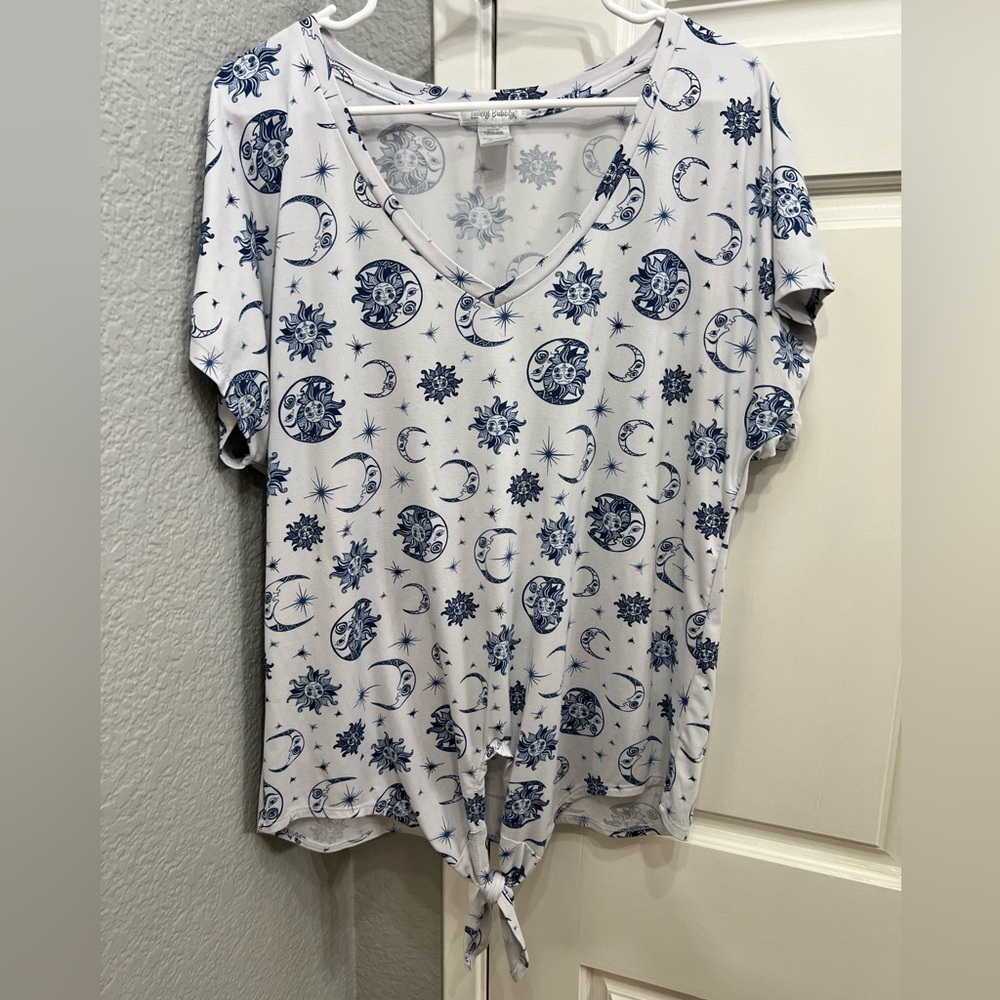 Celestial tie front v-neck top